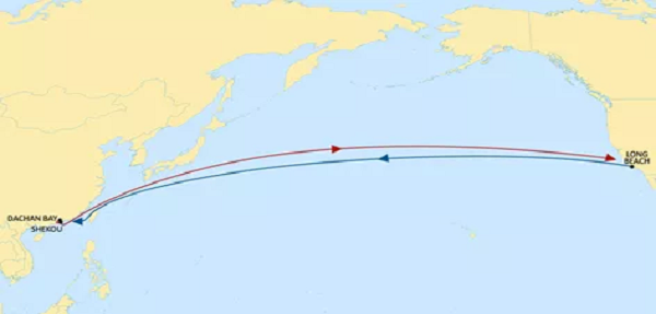 中国到美国海运航线