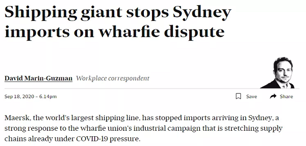 海运到澳大利亚请注意，航运公司或停航或加收港口拥堵费
